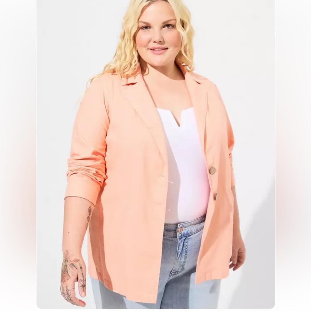 Torrid NWT Linen Longline Button Front Blazer- Size 3X